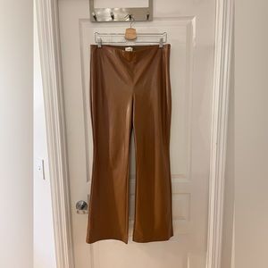 Aritzia Wilfred “Roma” Flare Leg Vegan Leather Pant in Camel / Light Brown